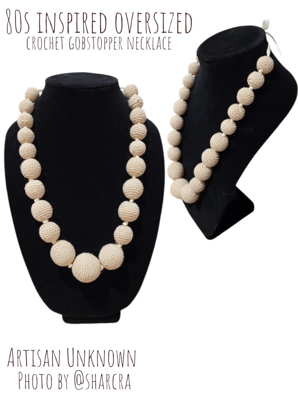 80s inspired oversized cream crochet gobstopper necklace Women's Jewelry O/S